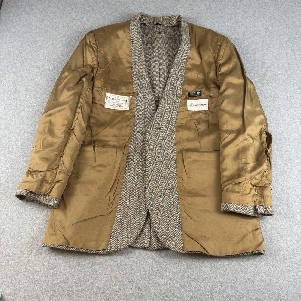 Vintage Ballymoore Harris Tweed Herringbone Wool Blazer Sport Coat 44R USA NOTE - Picture 11 of 12